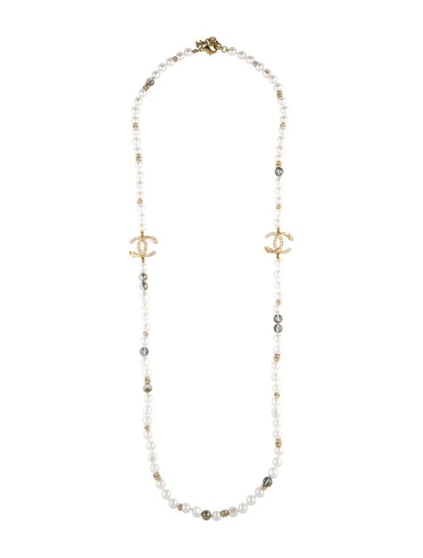 Strass, Faux Pearl & Resin CC Moon Beaded Necklace 